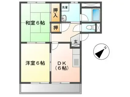 ELAN BITAL(2DK/2階)の間取り写真