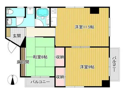 旭日ハウス(2LDK/3階)の間取り写真