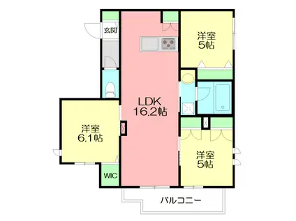 辻堂元町メゾンフォーサイト(3LDK/3階)の間取り写真