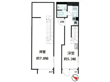 グローバルレジデンス(2K/1階)の間取り写真