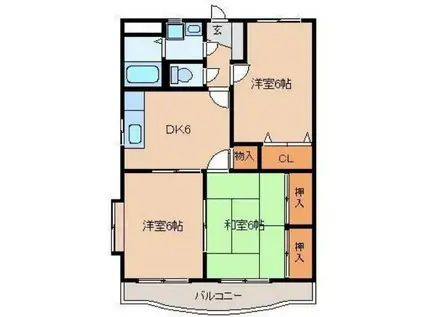 ケイアイビル(3DK/3階)の間取り写真