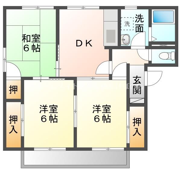 フレグランス市道A棟(3DK/2階)の間取り写真