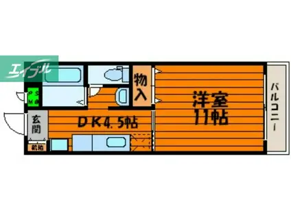 プレジデント高柳(1K/3階)の間取り写真