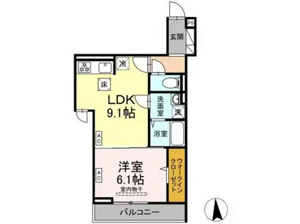 D PAINA 旭町(1LDK/1階)の間取り写真