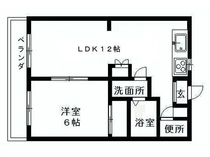 ローズハイツ(1LDK/1階)の間取り写真
