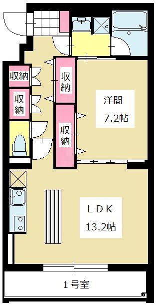 ＪＲ東海道本線 浜松駅 徒歩27分 5階建 築8年(1LDK/1階)の間取り写真