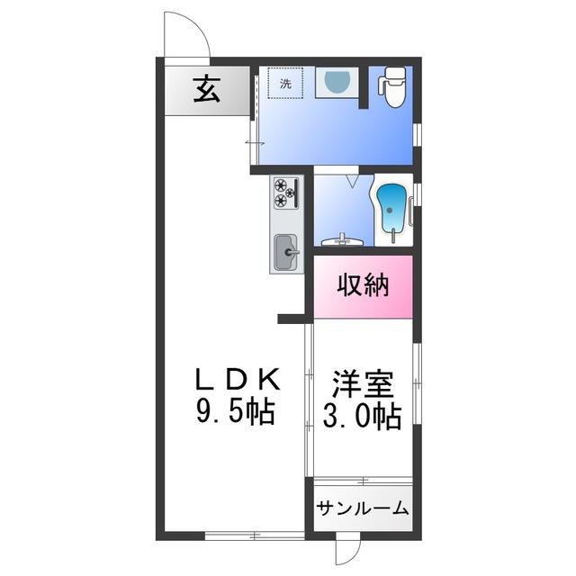 KOYA 430(1LDK/1階)の間取り写真