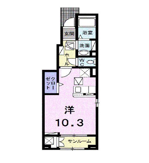 HKR SUNAYAMA II(ワンルーム/1階)の間取り写真