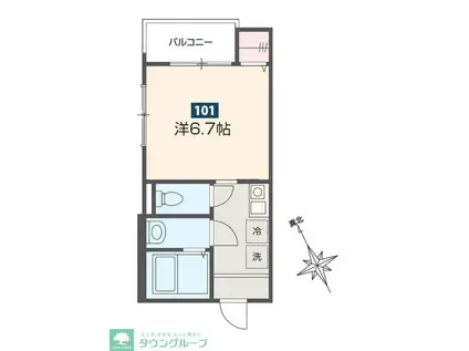 ボヌール指扇(1K/3階)の間取り写真