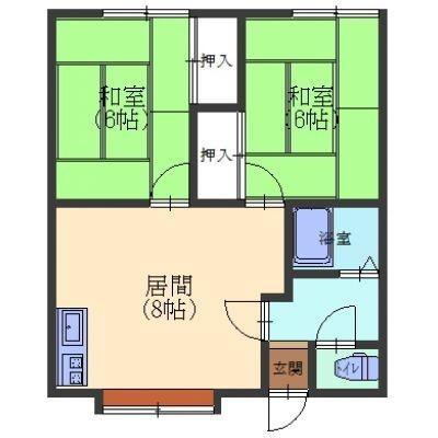 コーポよつば(2DK/2階)の間取り写真
