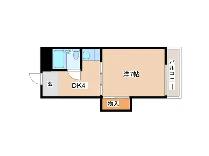 ラポールビル(1DK/2階)の間取り写真