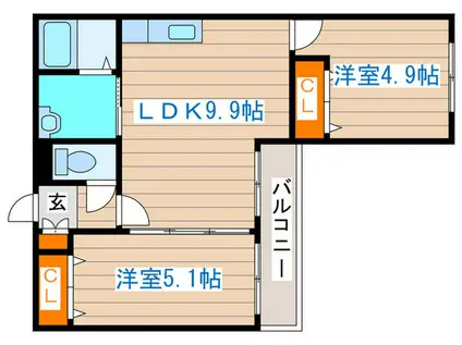 MANYS COURT S25(2LDK/4階)の間取り写真