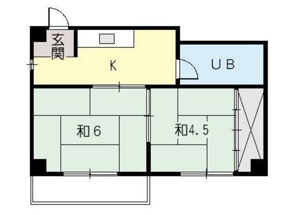 加藤ビル(2K/4階)の間取り写真