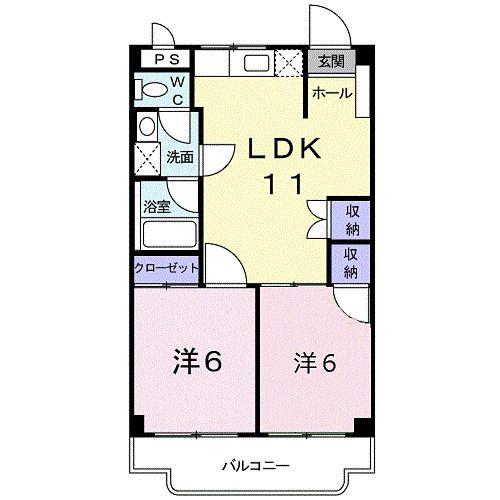 ラビットキャッスル(2LDK/2階)の間取り写真