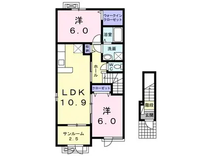 セレーノ・藤(2LDK/2階)の間取り写真