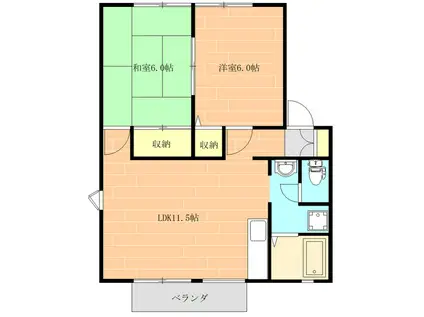 リバーハイツ(2LDK/2階)の間取り写真