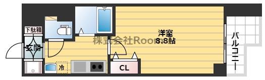 ディナスティ松屋町II(1K/3階)の間取り写真