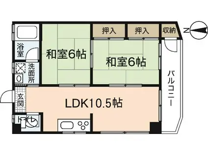 JSビル美鈴園弐番館(2LDK/4階)の間取り写真
