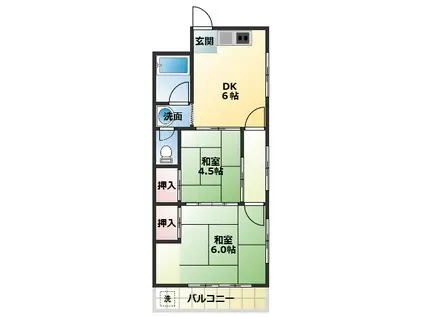 田村グリーンハイツ(2K/3階)の間取り写真