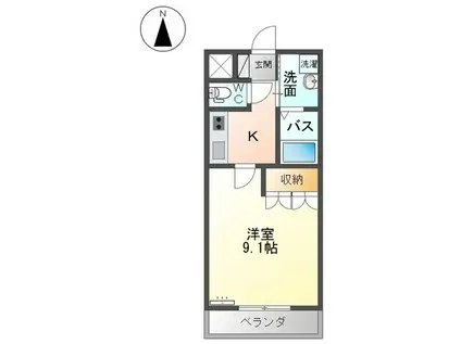 ドリームS(1K/1階)の間取り写真