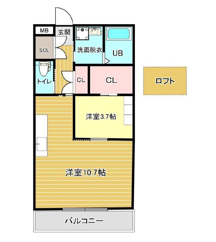バンベールノース(1LDK/3階)の間取り写真