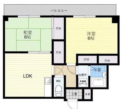 志紀ロイヤルハイツ(2DK/2階)の間取り写真