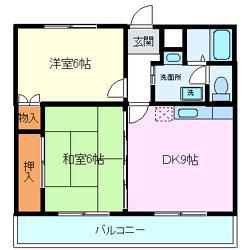 ルマンS(2DK/1階)の間取り写真