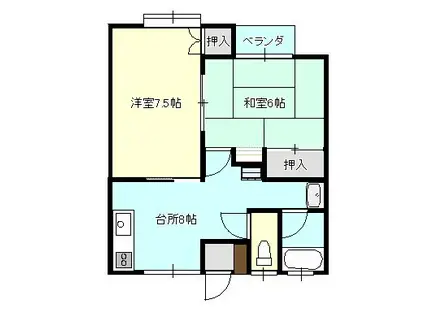 エスポワールIII(2K/1階)の間取り写真