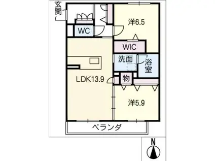 ラフ アンド タフ 向山(2LDK/2階)の間取り写真