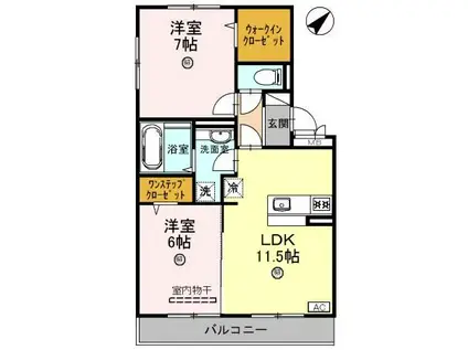 ウエストゲート(2LDK/3階)の間取り写真