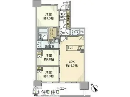 Tステージ豊田山之手(3LDK/8階)の間取り写真