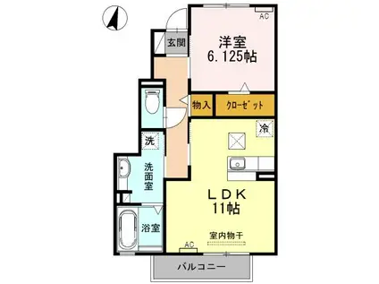 アンダーフォレストIII(1LDK/1階)の間取り写真