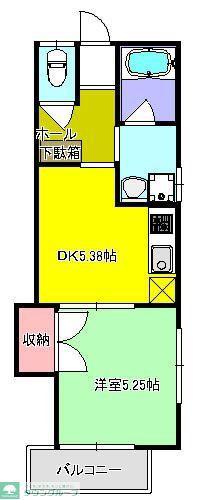 ファーストプレイス(1DK/2階)の間取り写真