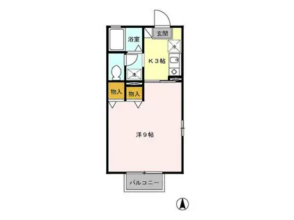 フラワーレジデンスボナールB(1K/1階)の間取り写真