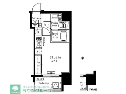 パークアクシス八丁堀(ワンルーム/7階)の間取り写真