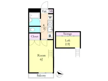 ビューティフルハイツA(1K/2階)の間取り写真