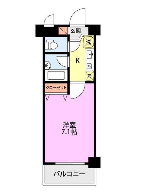 ワンノール米山B(1K/3階)の間取り写真