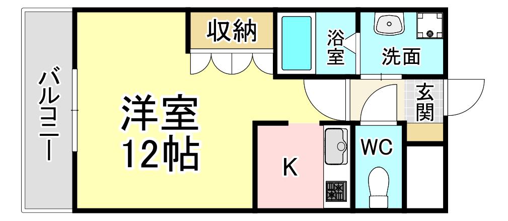 ソレイユII(1K/2階)の間取り写真