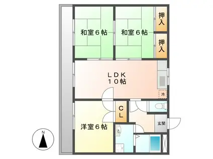 天水ハイツ(3LDK/2階)の間取り写真