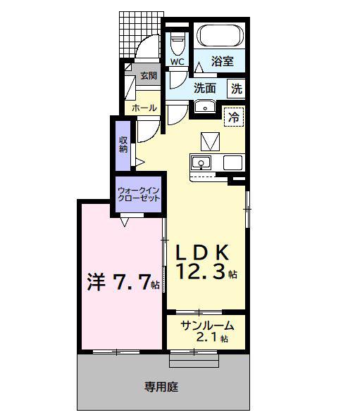 ヴィラ・オアシス(1LDK/1階)の間取り写真