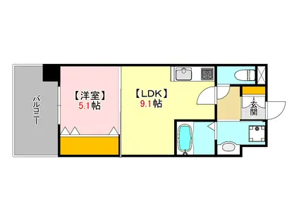 ISTYLE三篠(1LDK/3階)の間取り写真