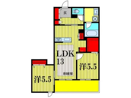 プレミアメゾン(2LDK/2階)の間取り写真