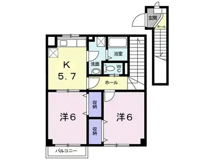 ベリーテ(2K/2階)の間取り写真