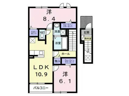 リヴィエール・ピリエI(2LDK/2階)の間取り写真