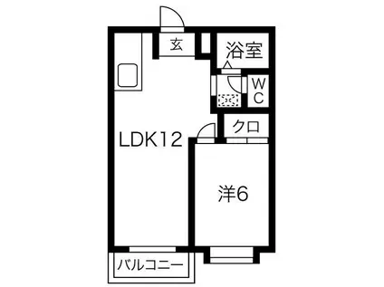 エルディム藤(1LDK/2階)の間取り写真