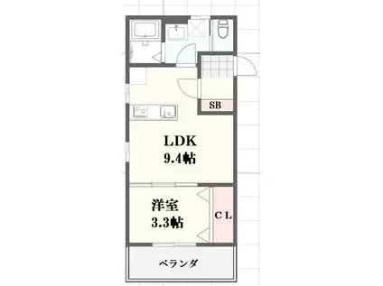 フェリーチェ浜の宮公園(1LDK/2階)の間取り写真
