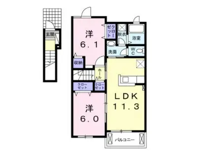 クラール元山A(2LDK/2階)の間取り写真