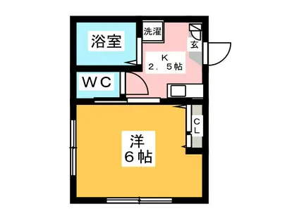 ブレスKO(1K/1階)の間取り写真