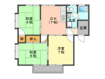 シャイン沖野上BC棟(3DK/2階)の間取り写真