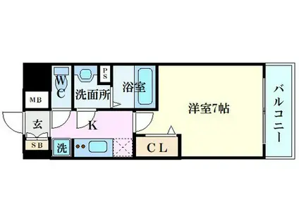 プレサンス広島中央(1K/4階)の間取り写真